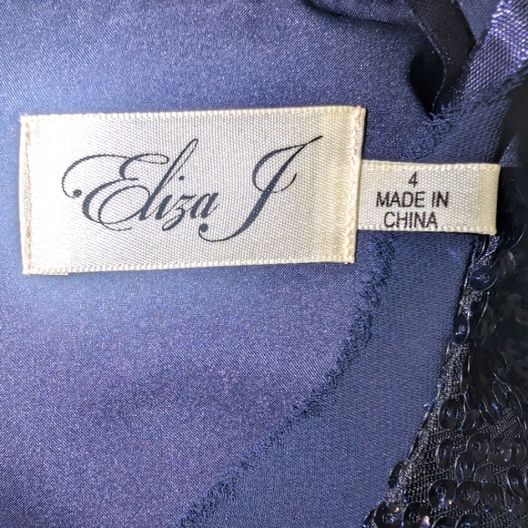 Eliza‎ J Blue Sequined Cocktail Dress with Gold Back Zipper Detail Size 4 - Picture 6 of 8